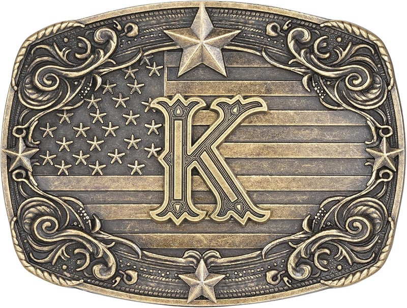 Flipslo Store Western Belt Buckle for Men Women Initial Letter A to Z Cowboy Belt Buckle Texas Buckle hebillas vaqueras para hombre - Image 1